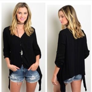 💥BOGO! Black Button-up Tiered shirt